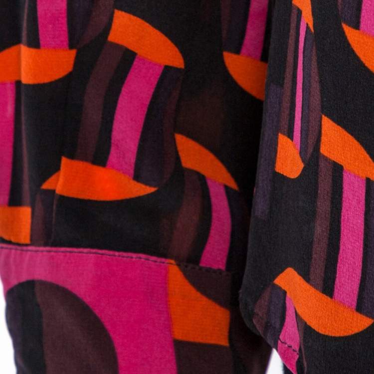 مملوكة مسبقًا M Missoni Multicolor Geo Print Crepe de chine Silk Shirt L