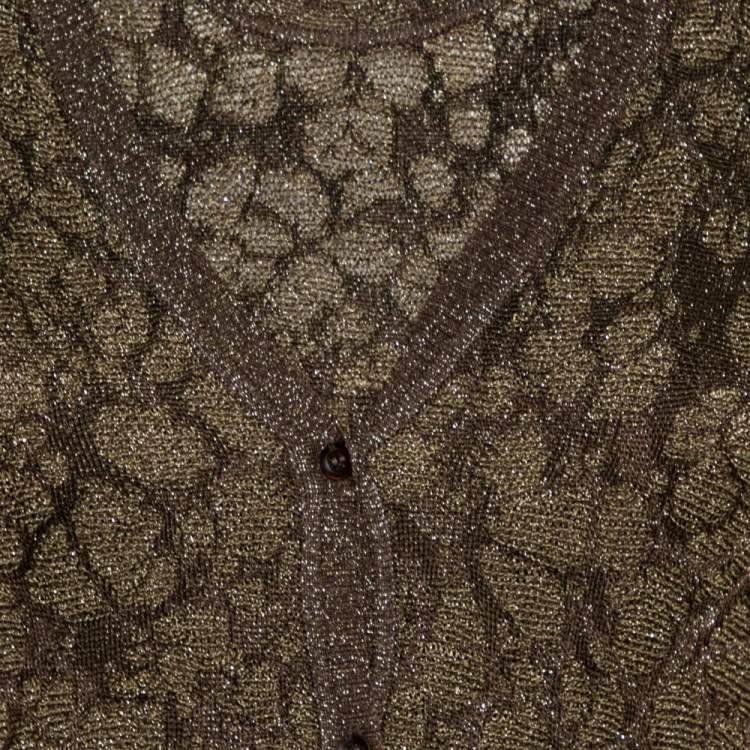 Pre Owned M Missoni Gold Lurex Knit Cardigan & Midi Dress Set S 