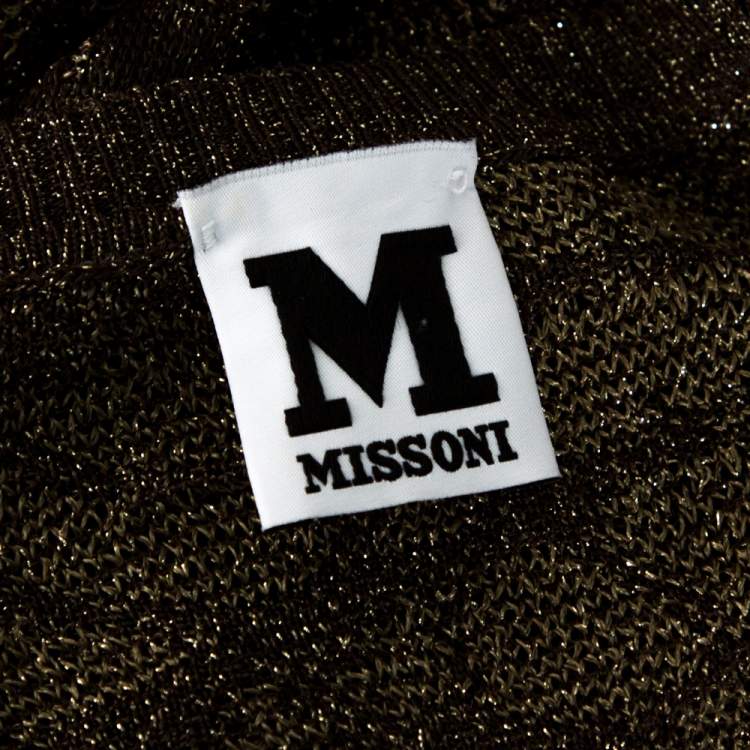 Pre Owned M Missoni Gold Lurex Knit Cardigan & Midi Dress Set S 
