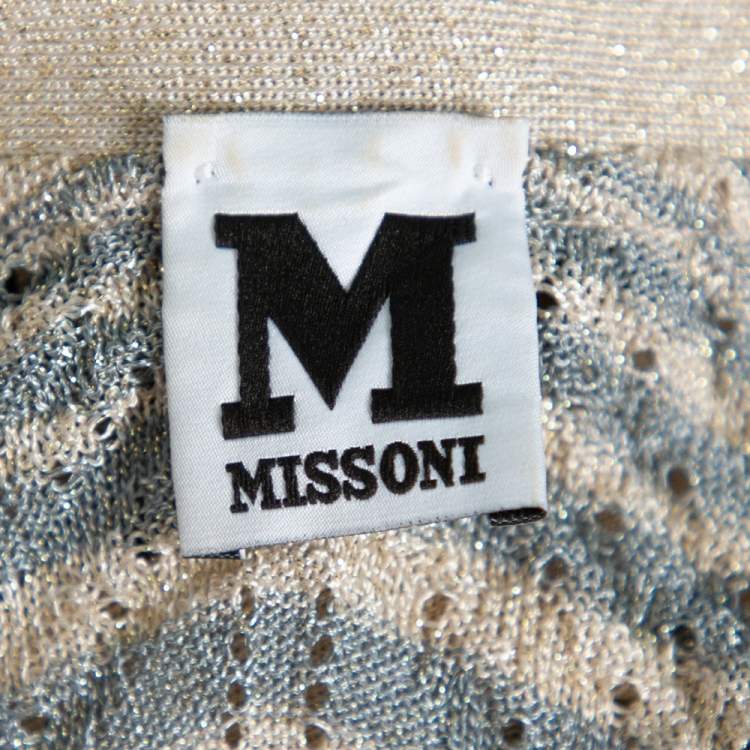 Pre Owned M Missoni Gold Lurex Knit Top & Open Front Cardigan Set S