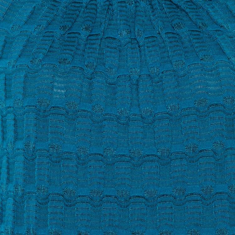 Pre Owned M Missoni Teal Wool Knit Midi Dress L