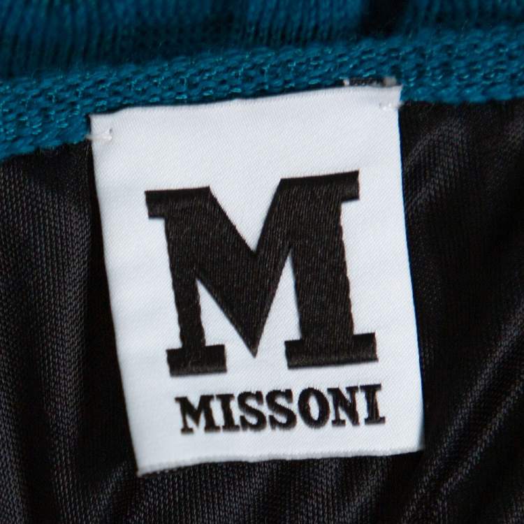 Pre Owned M Missoni Teal Wool Knit Midi Dress L