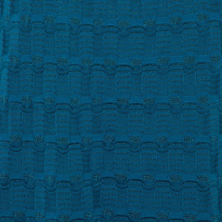 Pre Owned M Missoni Teal Wool Knit Midi Dress L