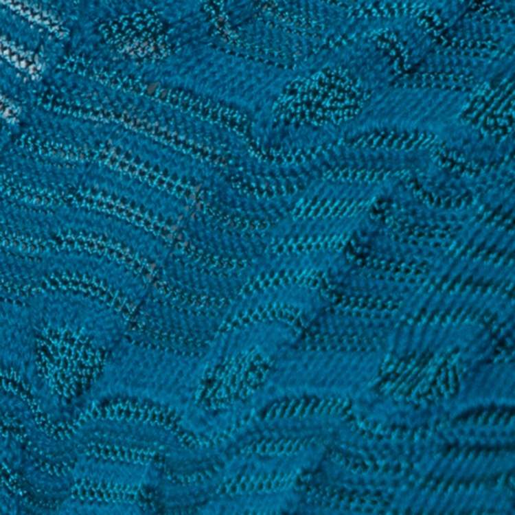 Pre Owned M Missoni Teal Wool Knit Midi Dress L