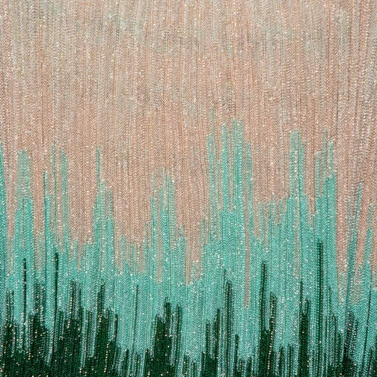 Pre Owned M Missoni Beige & Green Lurex Knit Overlay Detail Short Dress S