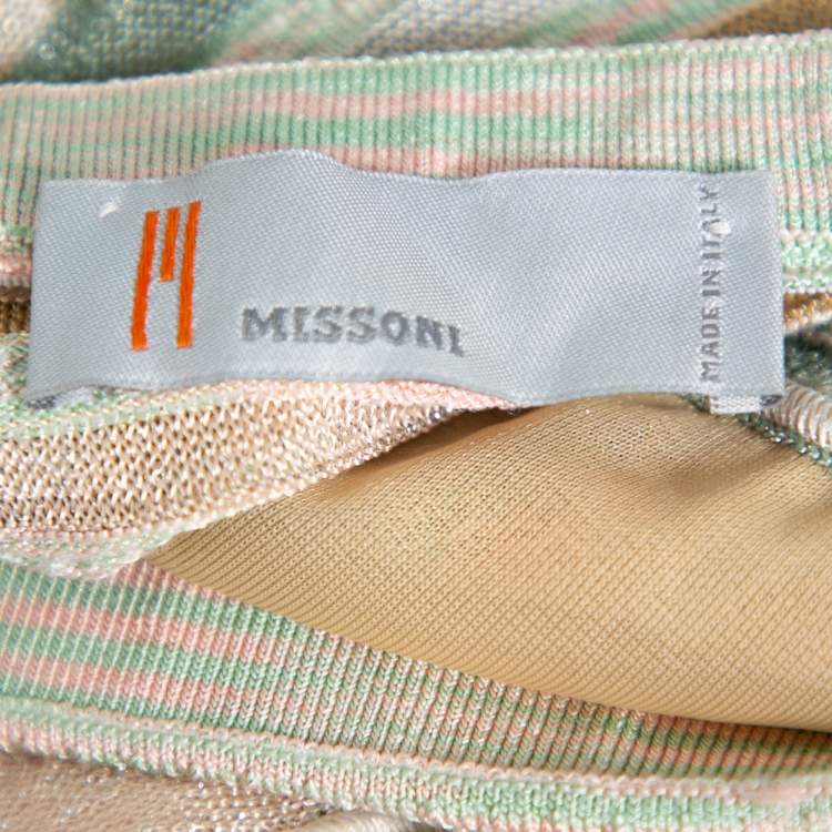 Pre Owned M Missoni Beige Lurex Knit Flared Skirt S