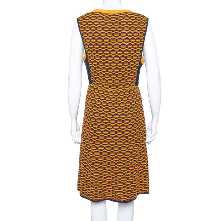 مملوكة مسبقًا M Missoni Multicolor Crochet Knit Side Paneled Dress L