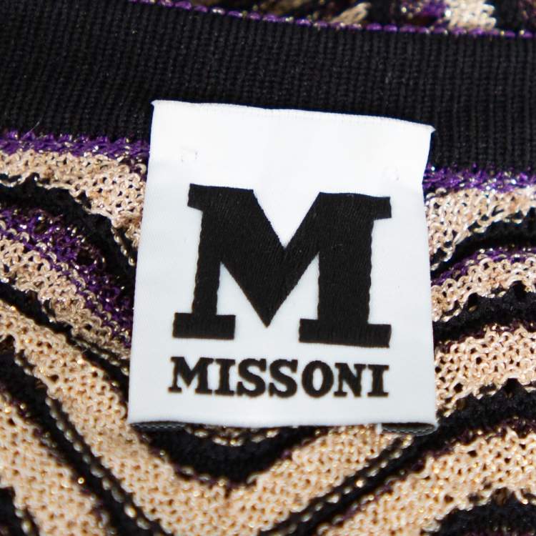مملوكة مسبقًا M Missoni Multicolor Lurex Wave Knit Flared Long Sleeve Dress L