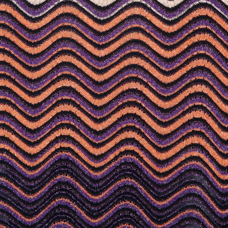 مملوكة مسبقًا M Missoni Multicolor Lurex Wave Knit Flared Long Sleeve Dress L