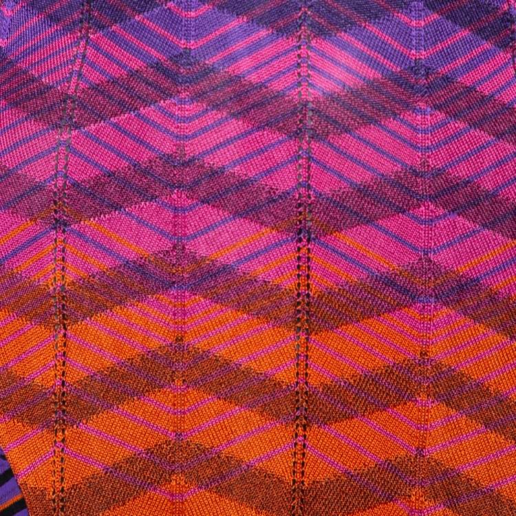 Pre Owned M Missoni Multicolor Knit Paneled Midi Dress L