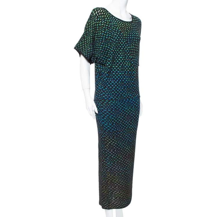 Pre Owned M Missoni Multicolor Dobby Knit Short Sleeve Maxi Dress S
