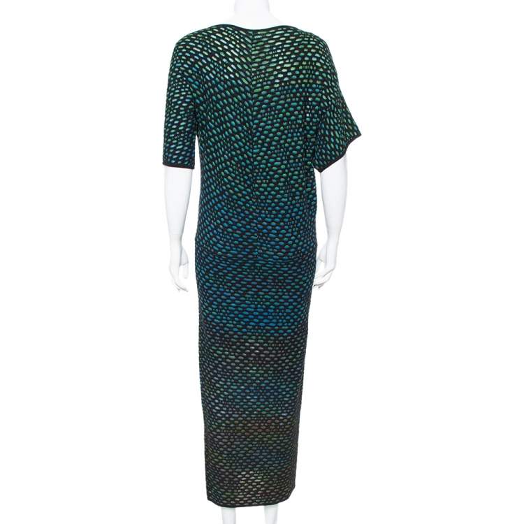 Pre Owned M Missoni Multicolor Dobby Knit Short Sleeve Maxi Dress S