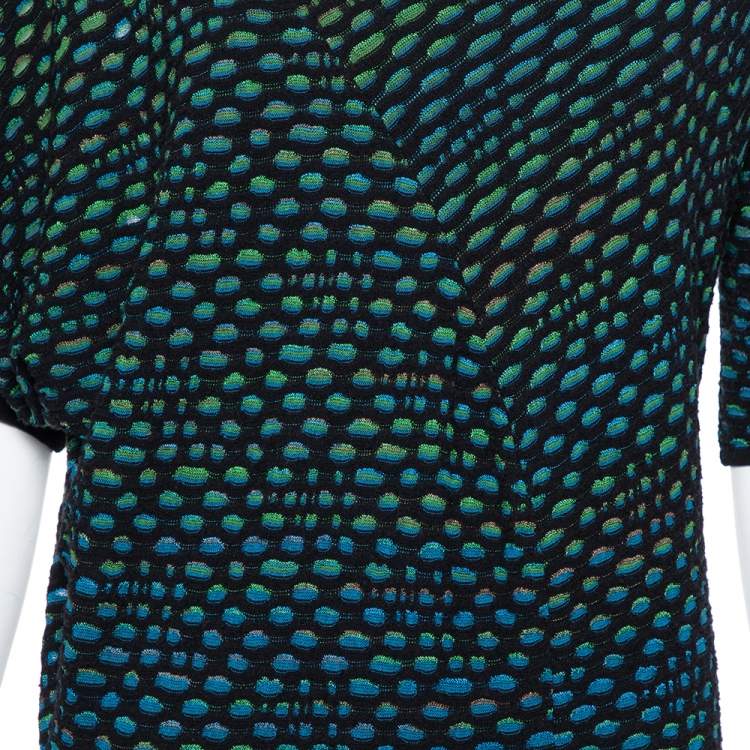 Pre Owned M Missoni Multicolor Dobby Knit Short Sleeve Maxi Dress S