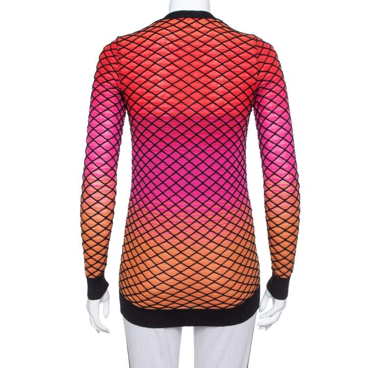 Pre Owned M Missoni Ombre Pink Criss Cross Knit V-Neck Cardigan S