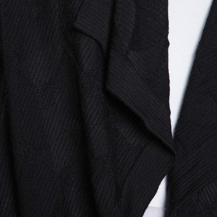 Pre Owned M Missoni Black Knit Waterfall Collar Open Front Cardigan L