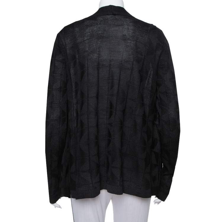 Pre Owned M Missoni Black Knit Waterfall Collar Open Front Cardigan L