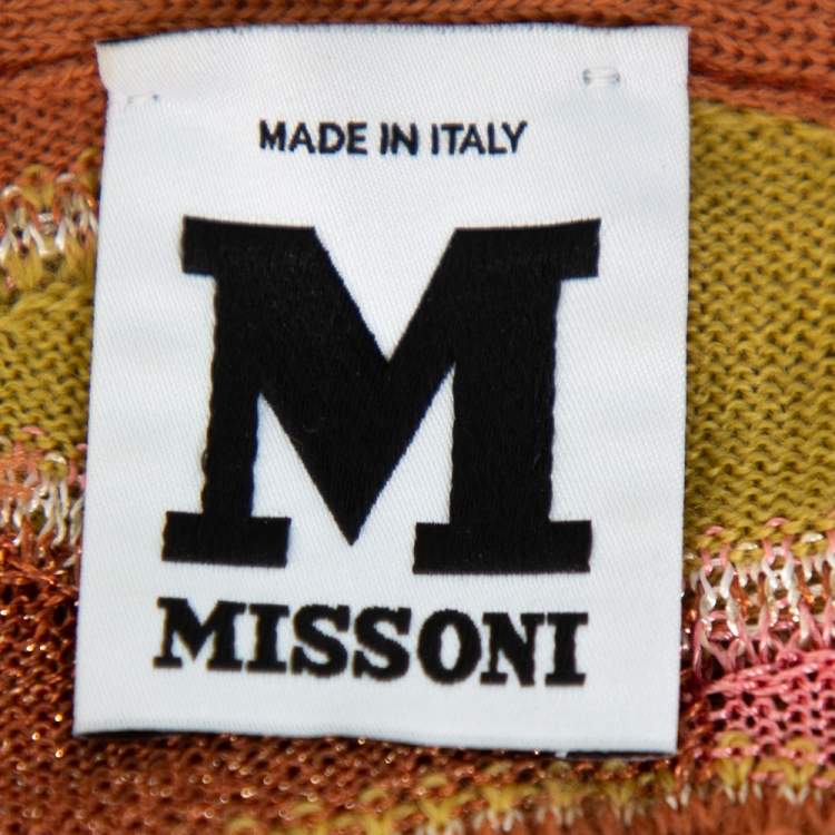 مملوكة مسبقًا M Missoni Multicolor Scale Pattern Lurex Knit  Long Sleeve Top S
