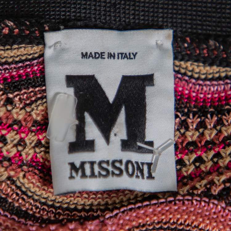 Pre Owned M Missoni Multicolor Knit Plunge Neck Button Front Cropped Cardigan M