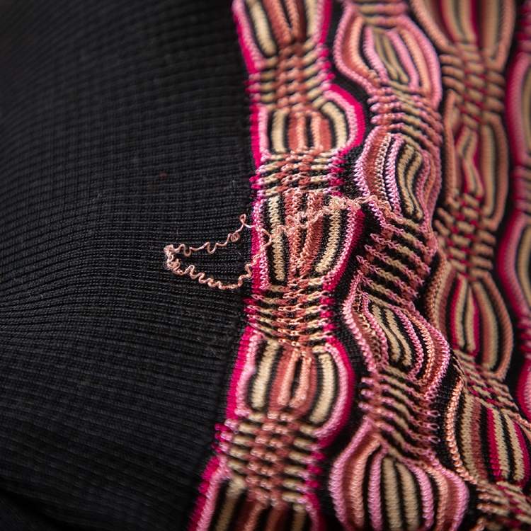 Pre Owned M Missoni Multicolor Knit Plunge Neck Button Front Cropped Cardigan M