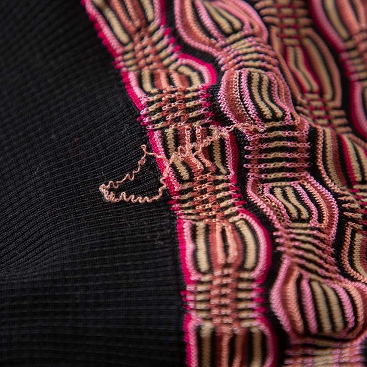 Pre Owned M Missoni Multicolor Knit Plunge Neck Button Front Cropped Cardigan M