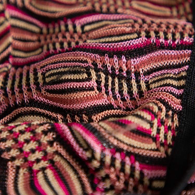 Pre Owned M Missoni Multicolor Knit Plunge Neck Button Front Cropped Cardigan M