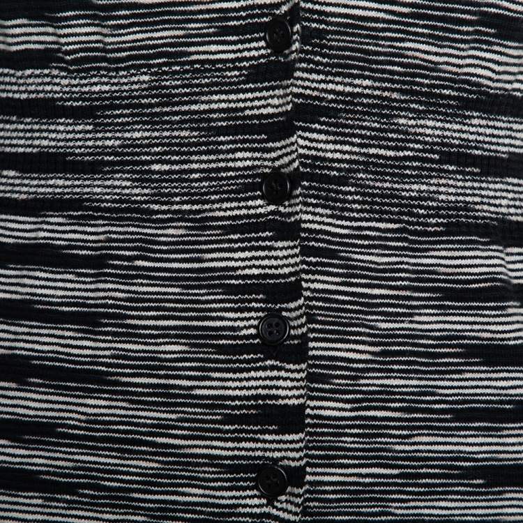 مملوكة مسبقًا M Missoni Monochrome Knit Button Front Cardigan M