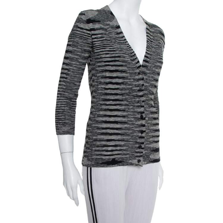 مملوكة مسبقًا M Missoni Monochrome Knit Button Front Cardigan M
