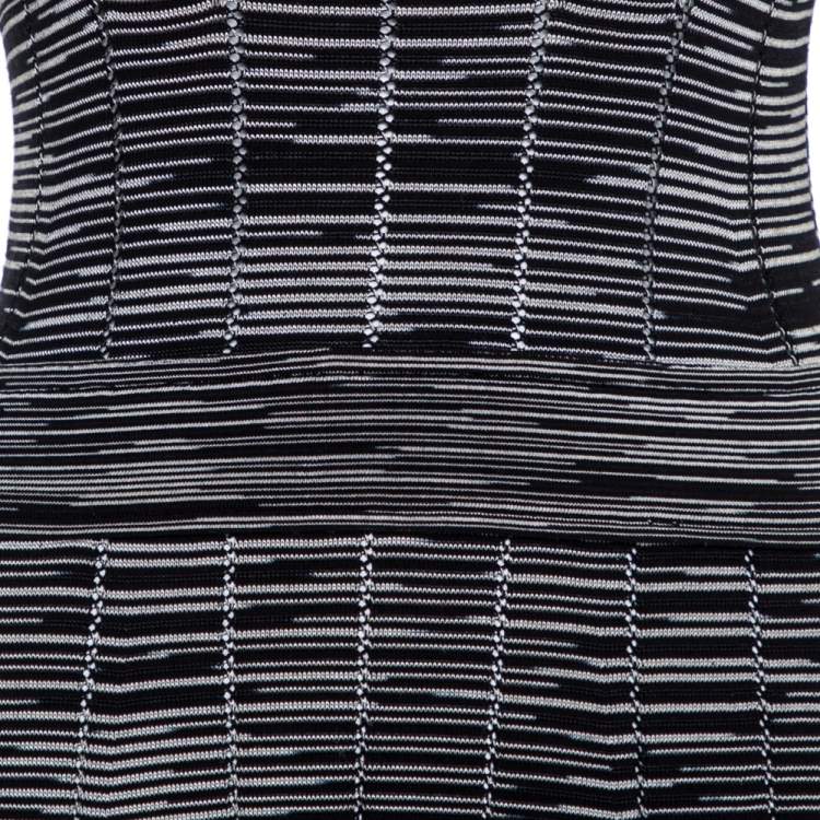 Pre Owned M Missoni Monochrome Knit Sleeveless Flared Midi Dress M