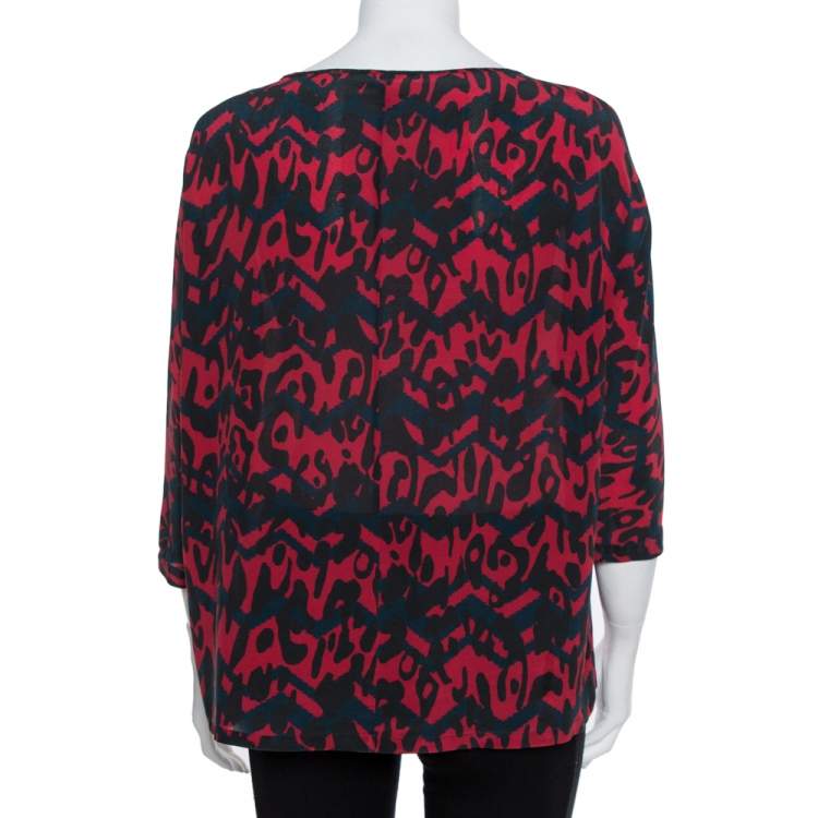 Pre Owned M Missoni Multicolor Printed Silk Oversized Top S