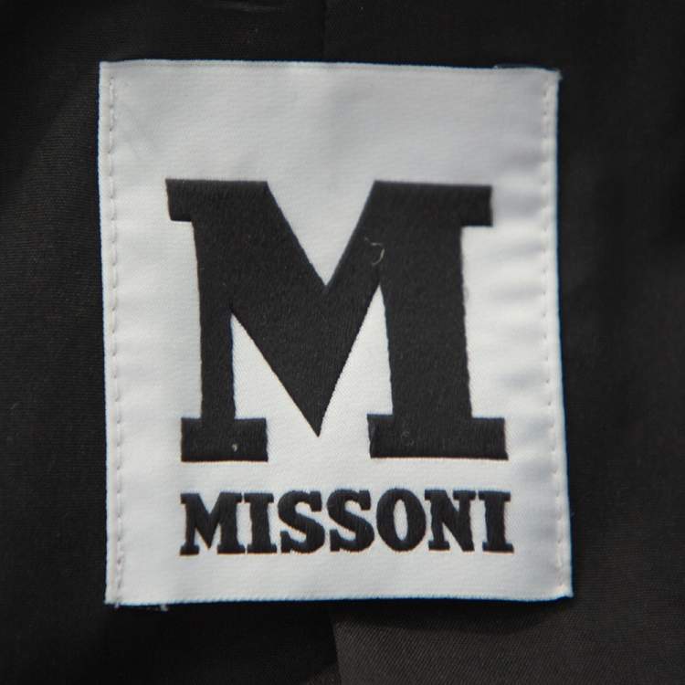 Pre Owned M Missoni Black Tweed Button Front Mid Length Coat M