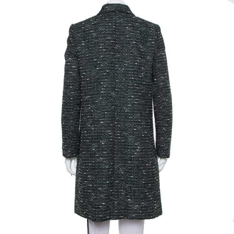 Pre Owned M Missoni Black Tweed Button Front Mid Length Coat M
