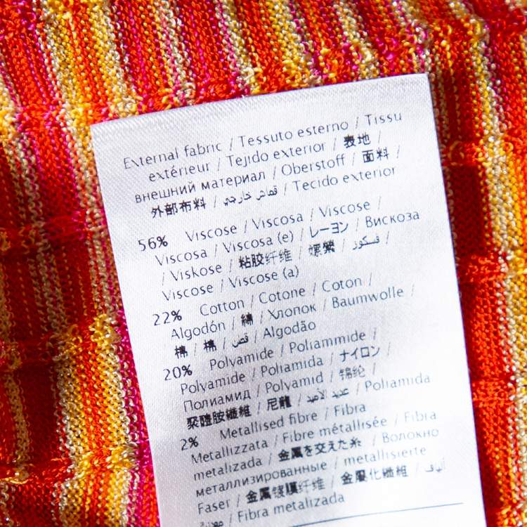 Pre Owned M Missoni Orange Lurex Knit Tank Top & Open Front Cardigan L