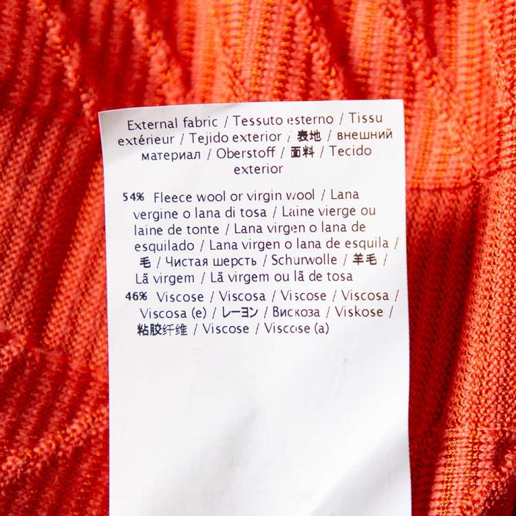 Pre Owned M Missoni Peach Chevron Paneled Wool Knit Open Front Cardigan XL