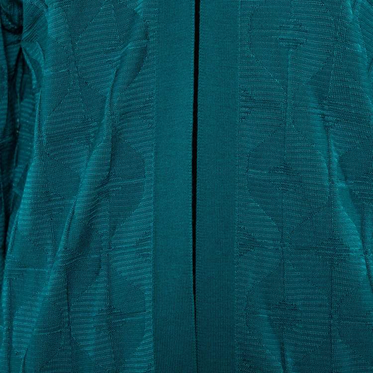 Pre Owned M Missoni Green Patterned Wool Open Front Cardigan L