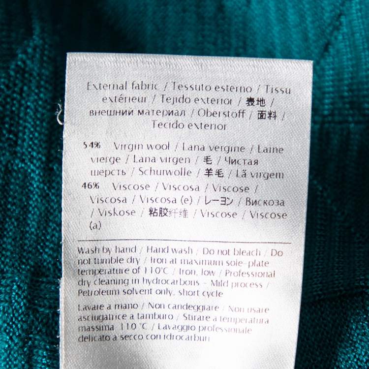Pre Owned M Missoni Green Patterned Wool Open Front Cardigan L
