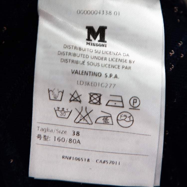 Pre Owned M Missoni Navy Blue Jacquard Knit Button Front Blazer S