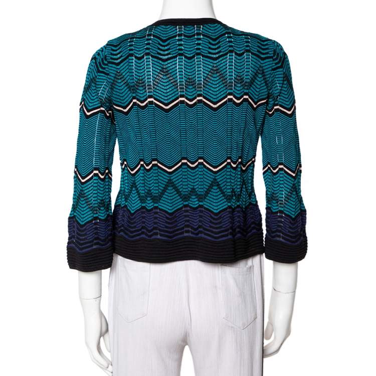 Pre Owned M Missoni Multicolor Knit Button Front Crop Top S