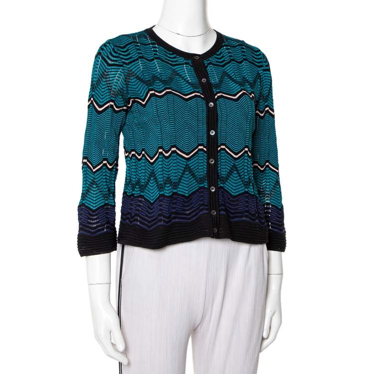 Pre Owned M Missoni Multicolor Knit Button Front Crop Top S
