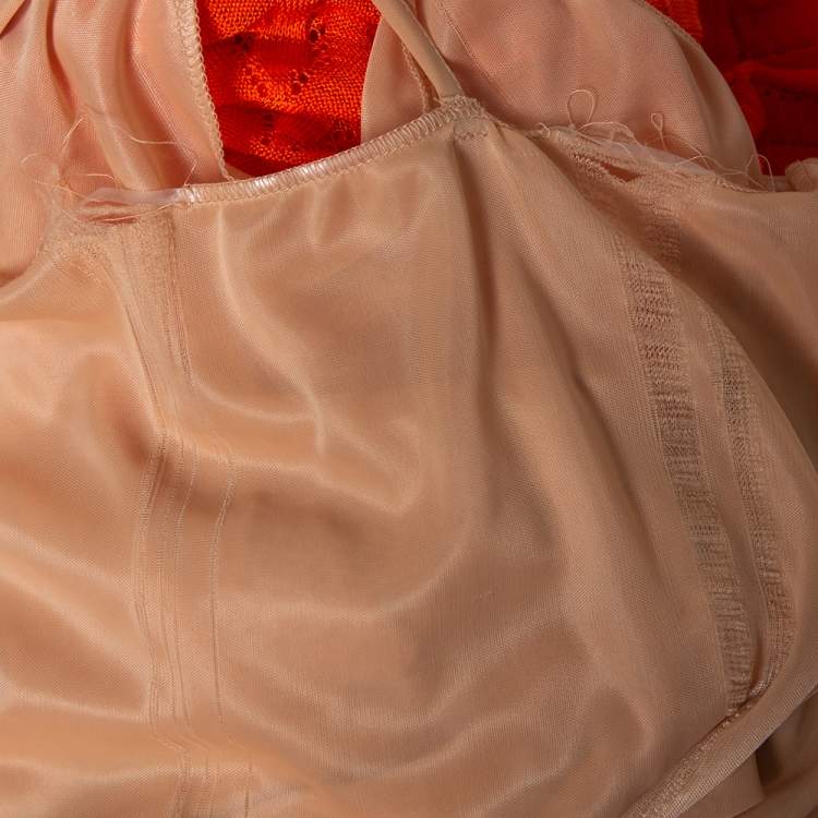 Pre Owned M Missoni Orange Wave Knit Racer Back Maxi Dress M