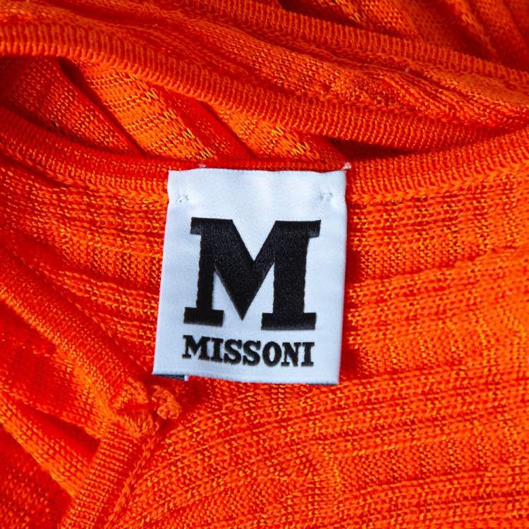 Pre Owned M Missoni Orange Wave Knit Racer Back Maxi Dress M