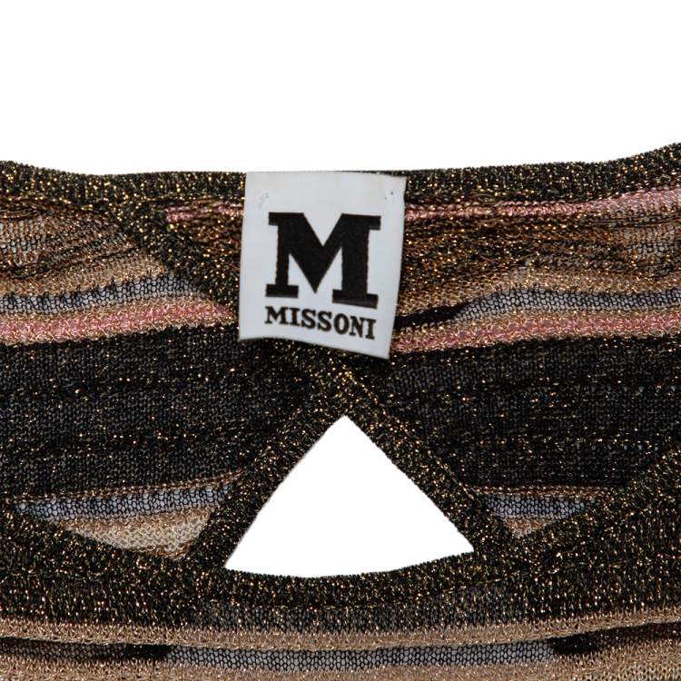 Pre Owned M Missoni Multicolor Lurex Knit Open Back Detail Mini Dress L