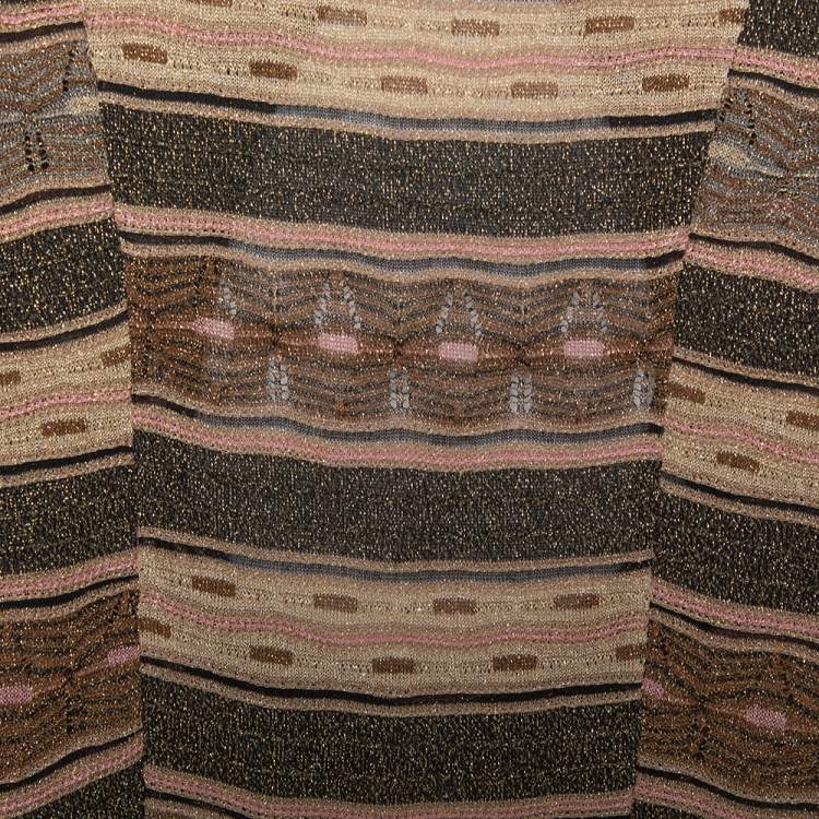 Pre Owned M Missoni Multicolor Lurex Knit Open Back Detail Mini Dress L