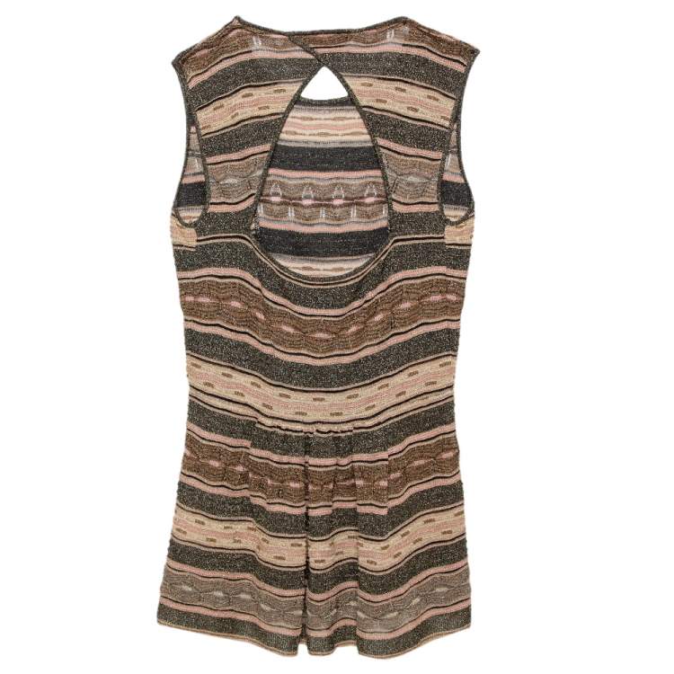 Pre Owned M Missoni Multicolor Lurex Knit Open Back Detail Mini Dress L