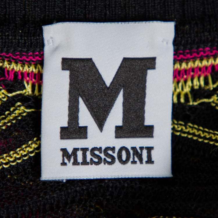 Pre Owned M Missoni Multicolor Patterned Knit Button Front Cardigan S