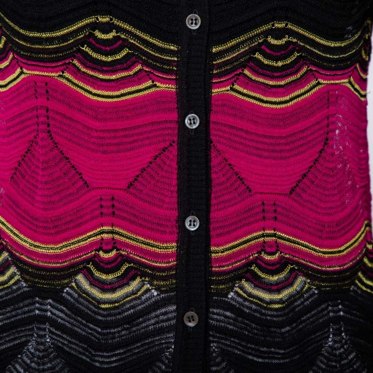 Pre Owned M Missoni Multicolor Patterned Knit Button Front Cardigan S