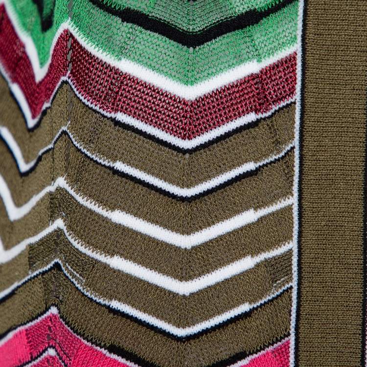 Pre Owned M Missoni Multicolor Knit Open Front Cardigan M
