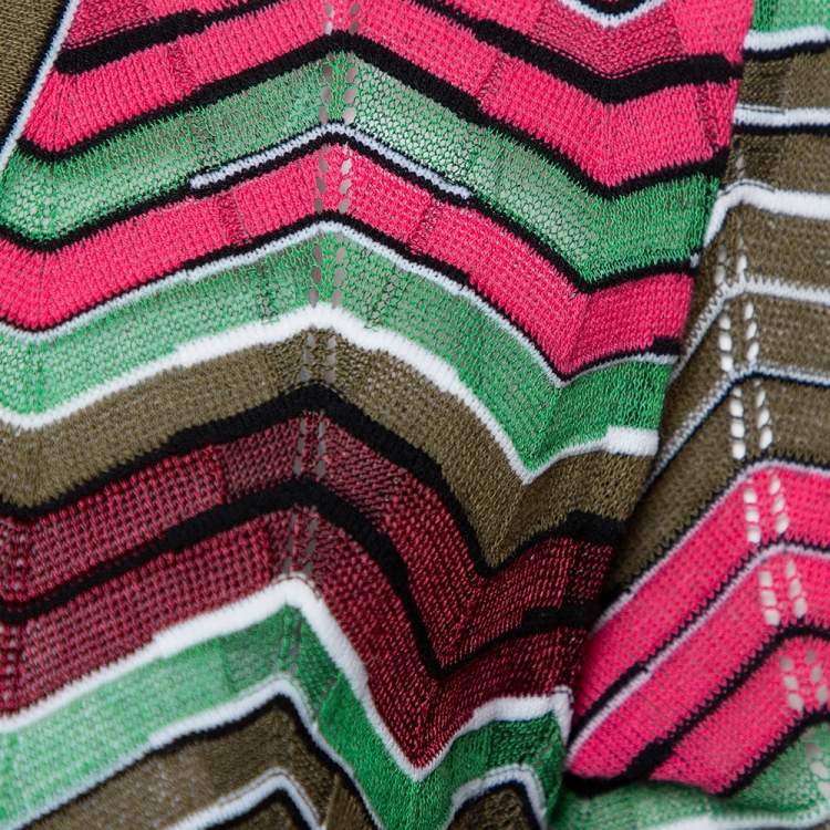 Pre Owned M Missoni Multicolor Knit Open Front Cardigan M