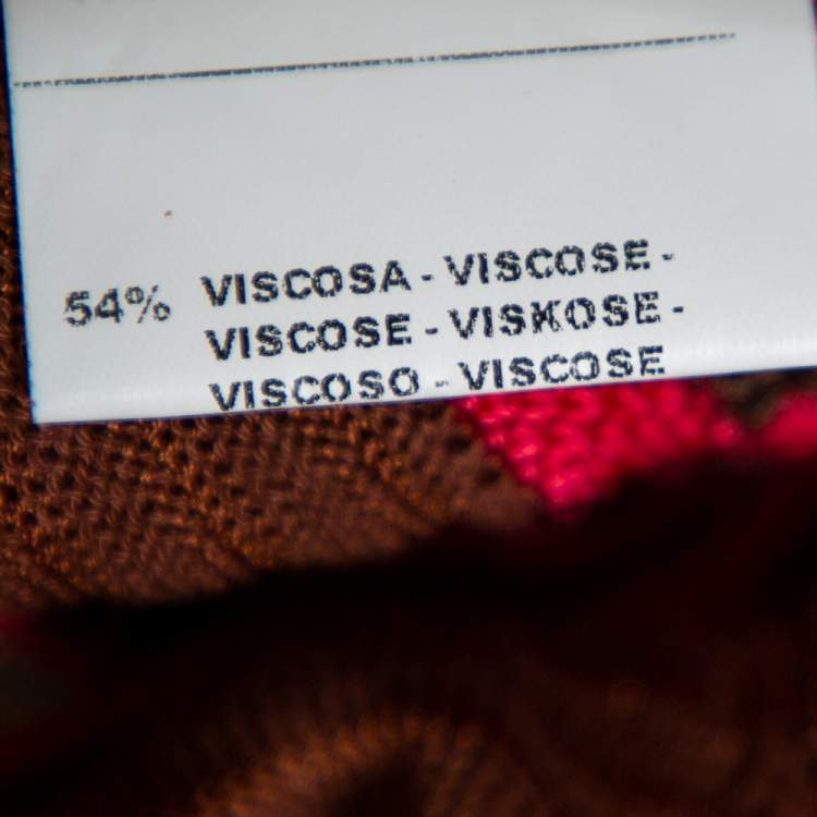 Pre Owned M Missoni Brown Chevron Patterned Knit Waist Tie Detail Top L
