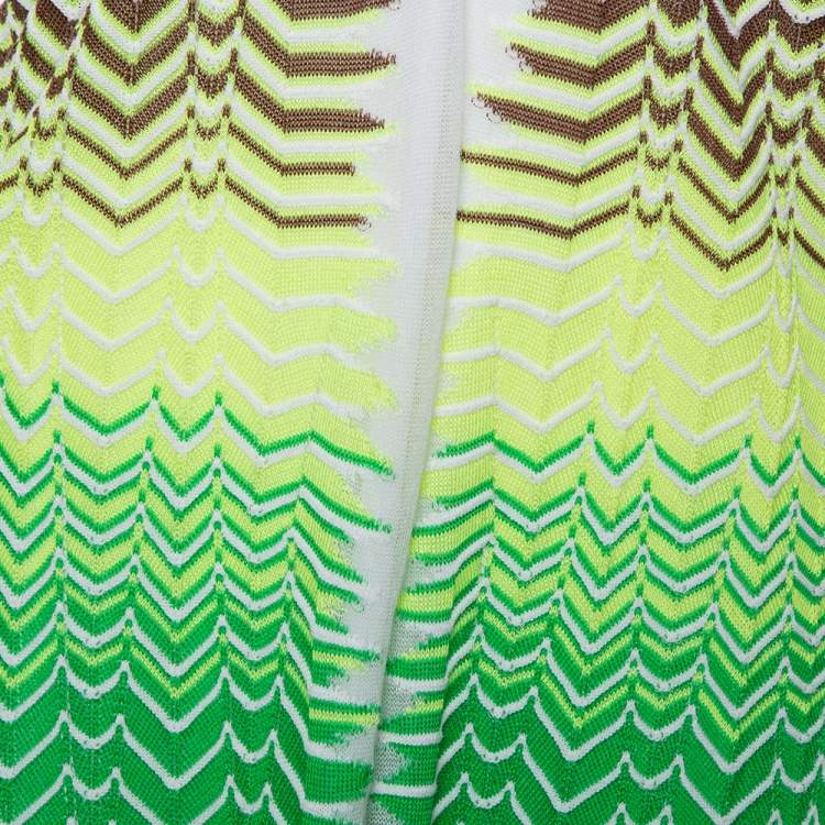 Pre Owned M Missoni Multicolor Chevron Patterned Knit Halter Neck Maxi Dress M
