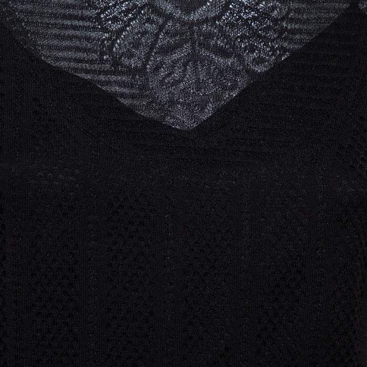 Pre Owned M Missoni Black Perforated Knit Maxi Dress M